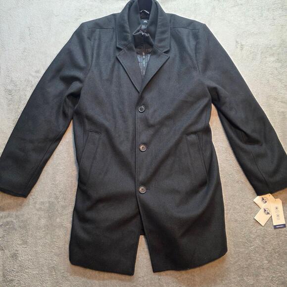 DOCKERS Other - Dockers Overcoat Mens L Black Washable Wool Look Quilted Liner DM0RP903 Flaw